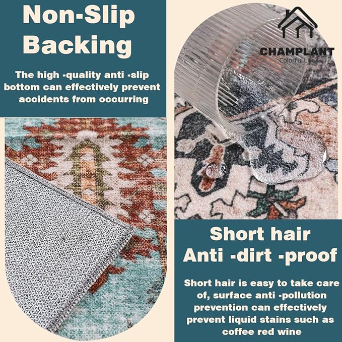 CHAMPLANT Area Rug 5'x7' Washable Rug Traditional Floor Cover Thin Retro - Image 5