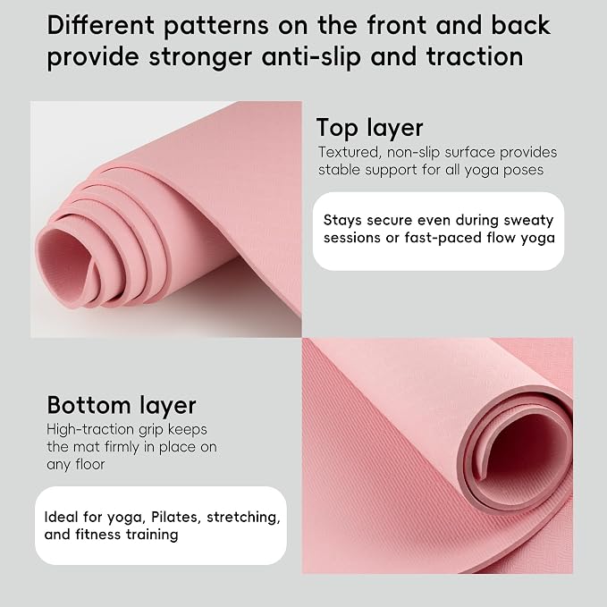 Extra Wide Yoga Mat 72" x 32", 6mm Non Slip TPE Exercise Mat - Image 3