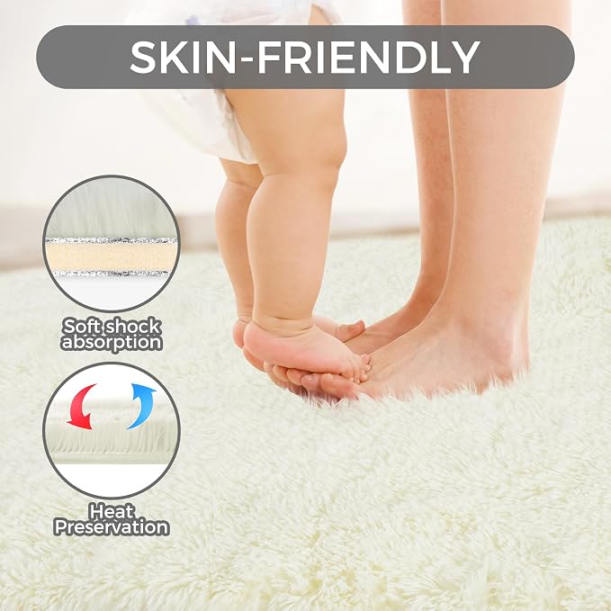 Ultra Soft Rug for Living Room, 4X6 Fluffy Shag Area Rug for Bedroom, Modern - Image 3