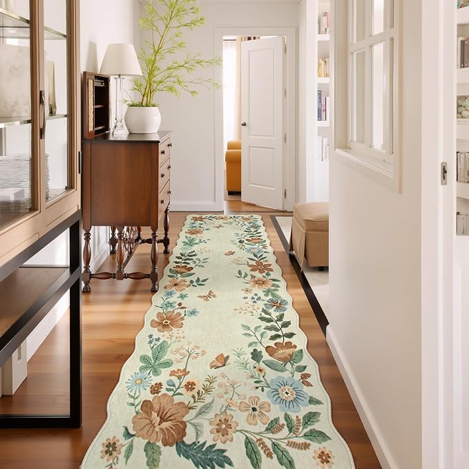 Lahome Floral Hallway Runner Rug Non Slip, Distressed Long Carpet by Lahome