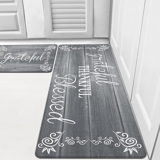 HEBE Anti Fatigue Kitchen Mat Set of 2 Non Slip Cushioned Kitchen Mats by HEBE