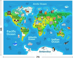 Kids Playroom Rug, 5x7ft World Map Play Mat - Image 2