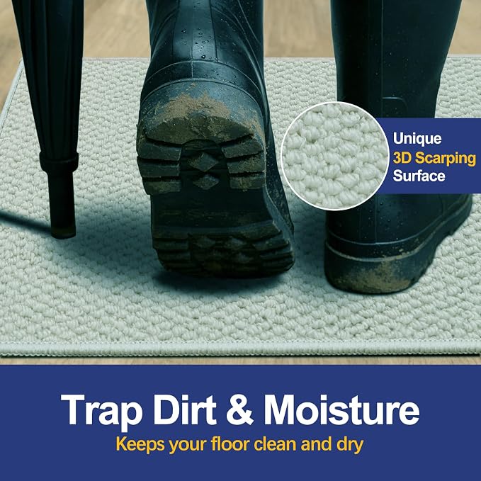Dirt Trapping Door Mat 20x32, 3D Scarping Surface Doormat - Image 2