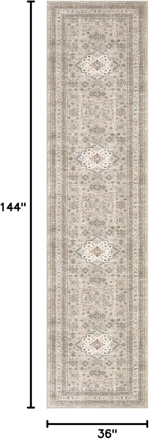 Vintage Hallway Runner Rug 3x12: Large Soft Washable Entryway - Image 2