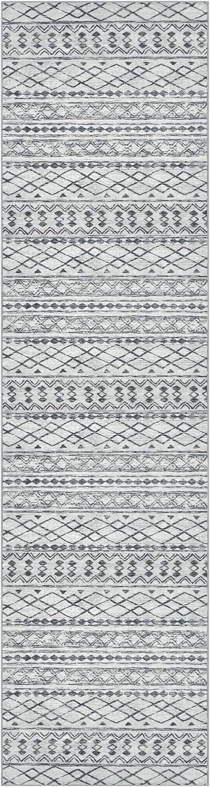 KUTA Moroccan Washable Runner Rug, 2x10 Non-Slip Vintage Grey Boho Hallway - Image 8