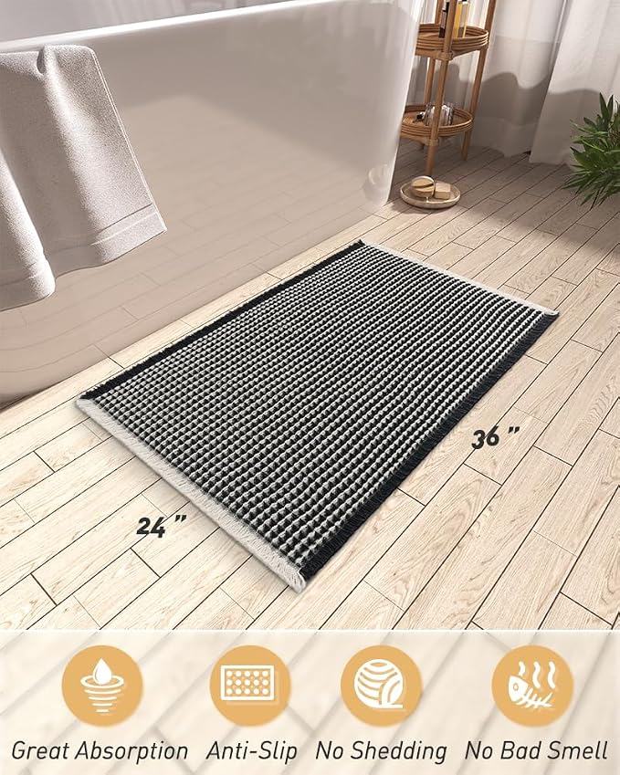 AMOAMI Upgraded Waffle Bath Mat, Super Absorbent Non Slip Bath Mats - Image 2