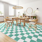 Terrug Green and White Checkered Rug - Image 4