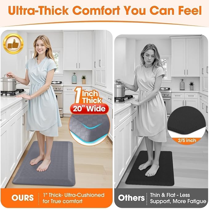 StepRite 1” Thick Kitchen Mats for Floor, Anti Fatigue Kitchen Rugs, Heavy Duty - Image 3