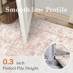 8x10 Washable Neutral Area Rug Pink Vintage Living Room Bedroom Carpet Non-Slip - Image 8