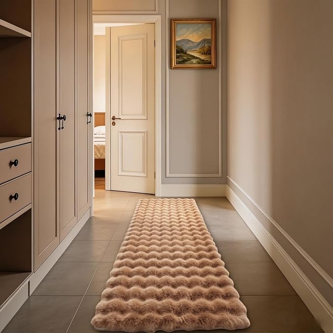 Coffee Rabbit Plush Rug 2'x6', Fluffy Shaggy Area Rug - Image 2