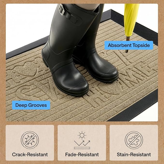 GORILLA GRIP 100% Waterproof All-Season WeatherMAX Doormat 35x23, US Designed - Image 5