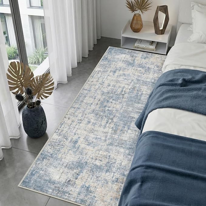 2x6 Rug for Entryway Hallway-No Slip Soft Carpets Modern Abstract Coastal - Image 3