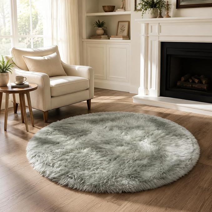 EasyJoy Faux Sheepskin Rug, Fluffy Faux Fur Rug, Ultra Soft Shag Area Rug - Image 4