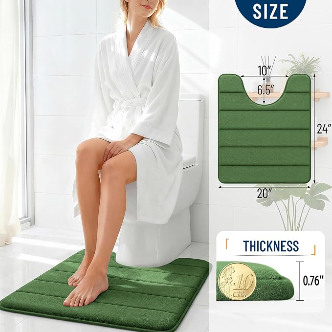 OLANLY Memory Foam Toilet Rugs U Shaped 24x20, Super Soft Absorbent Contour - Image 4