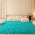Teal Blue Plush Rug 9x12, Fluffy Shag Carpet Non-Slip, Area Rug - Image 9