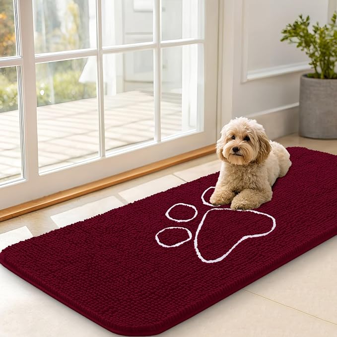 OLANLY Dog Door Mat for Muddy Paws 70x35, Paw Print Design, Absorbs Moisture - Image 5