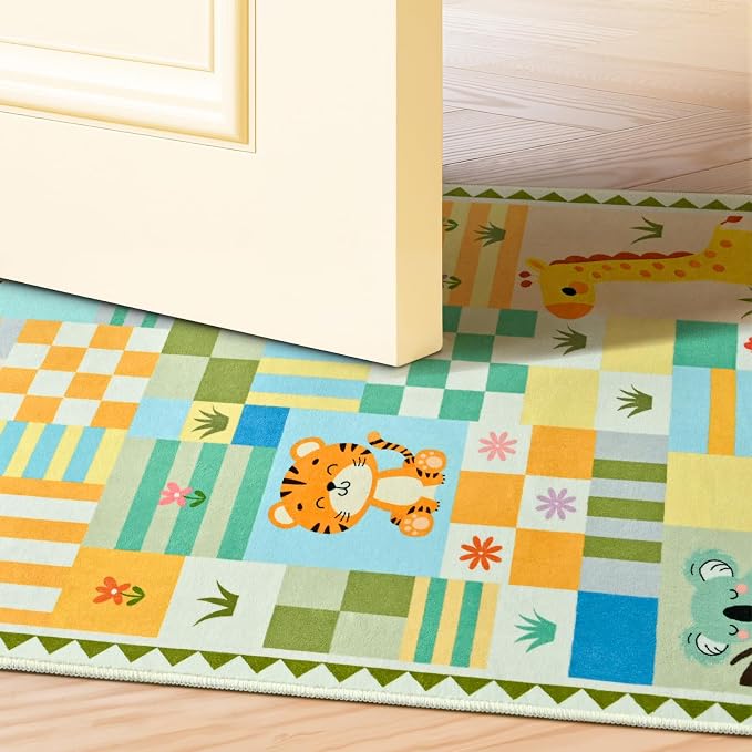 2×3 Small Green Area Rug for Kids Bedroom, Washable Entryway Rug Non Slip - Image 3