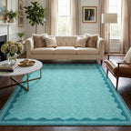 GarveeHome Scalloped Teal Washable Rugs 6x9 Rug - Image 2