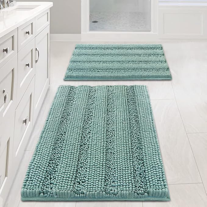 H.VERSAILTEX Bathroom Rugs Non Slip Thick Shaggy Chenille Bathroom Rug Mat Set by HVERSAILTEX
