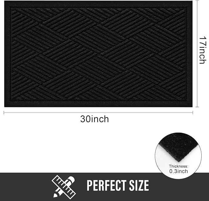 HIYARD Durable Front Door Mat, Absorbent Muddy Dirt Resist Welcome Door Mats - Image 2