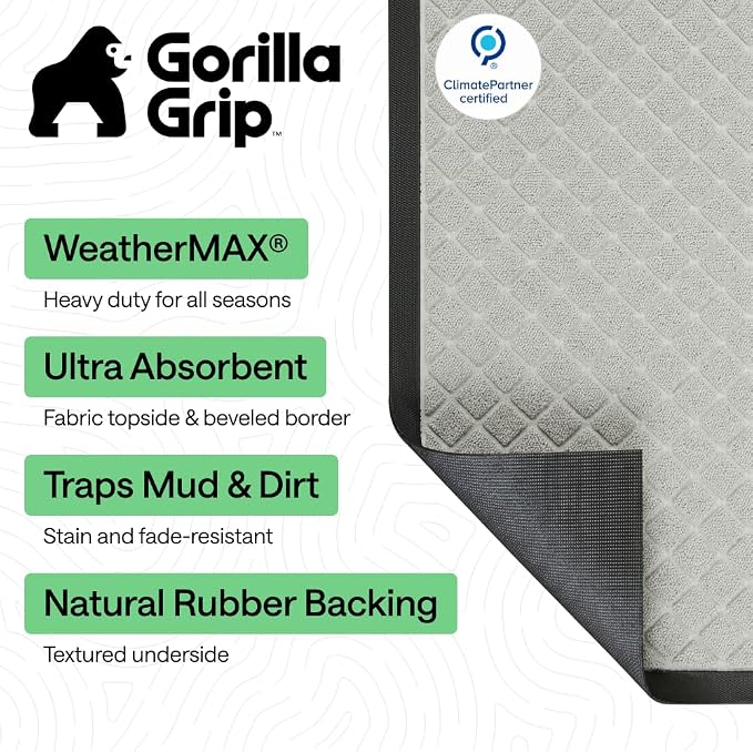 GORILLA GRIP 100% Waterproof All-Season WeatherMAX Doormat US Designed Natural - Image 2