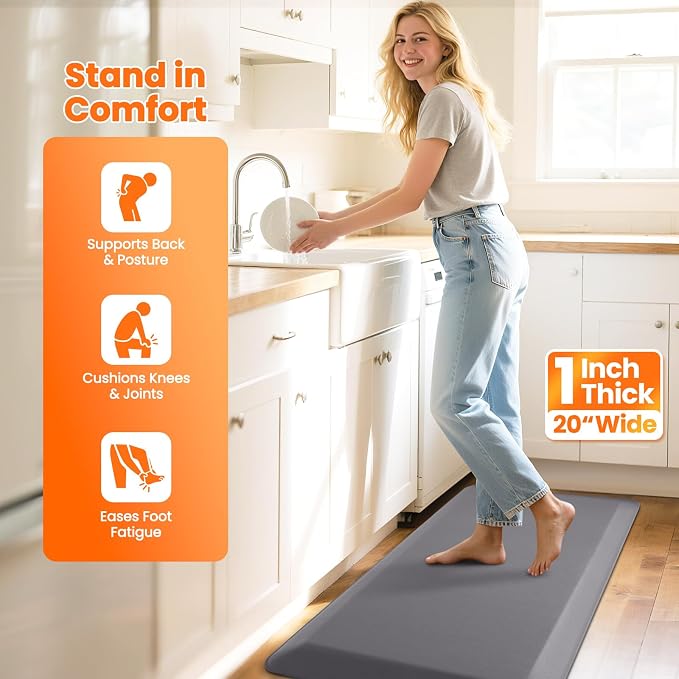 Kitchen Mats for Floor, 1 Inch Extra-Thick Kitchen Rugs, Non-Slip & Waterproof - Image 5