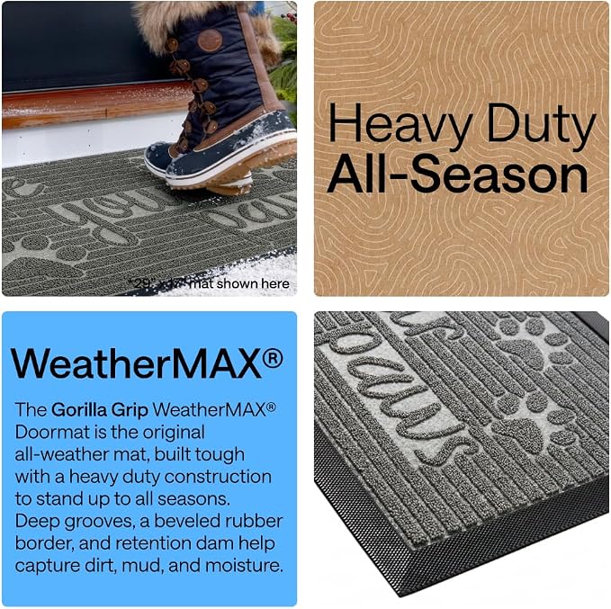 GORILLA GRIP 100% Waterproof All-Season WeatherMAX Doormat US Designed Natural - Image 4