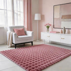 Dusty Rose Rabbit Plush Rug 3'x5', Fluffy Shaggy Area Rug by CHOVY