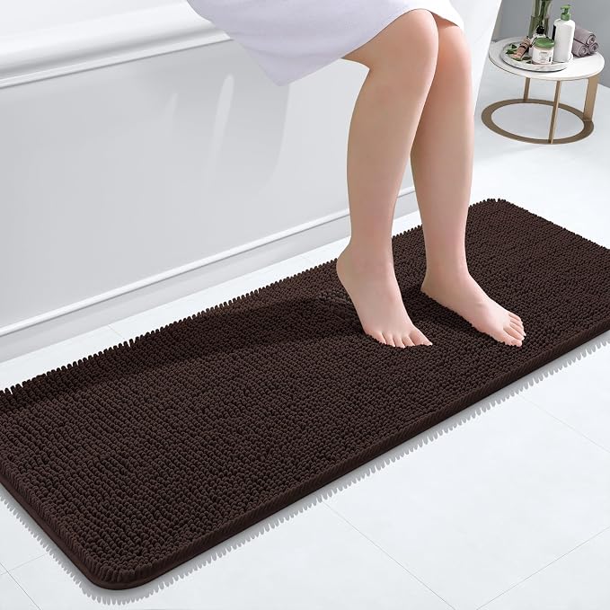 OLANLY Bathroom Runner Rugs 47x17, Extra Soft Absorbent Chenille Bath Rugs by OLANLY