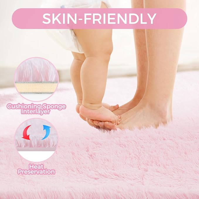 Ultra Soft Rug for Living Room, 5X8 Fluffy Shag Rug for Bedroom, Modern Shaggy - Image 4