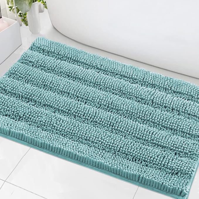 H.VERSAILTEX Bath Mats for Bathroom Non Slip Extra Thick Chenille Striped Bath by HVERSAILTEX