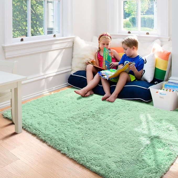 ONASAR Sage Green Area Rugs for Bedroom Living Room, 4x6 Fluffy Cute Indoor - Image 7