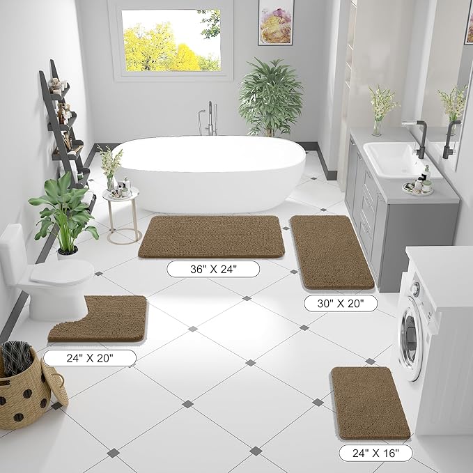 OLANLY Bathroom Runner Rugs 70x24, Extra Soft Absorbent Chenille Bath Rugs - Image 2