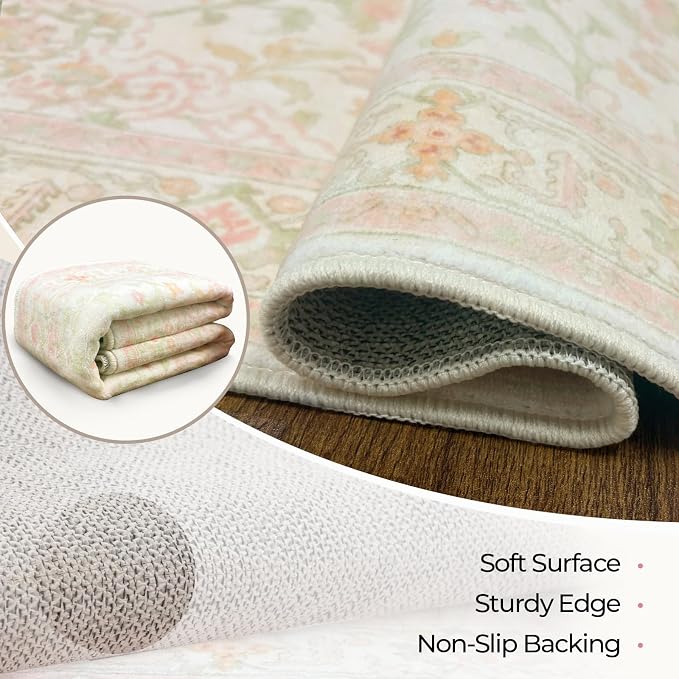 CAPALOCA Machine Washable Rugs Nursery Rug Cute Girl Non Slip Low Pile Water - Image 5