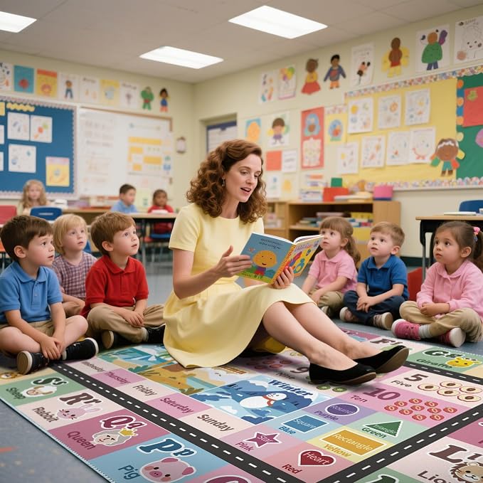 Kids ABC Rug for Playroom, Classroom Alphabet Area Carpet Playmat, Washable - Image 6