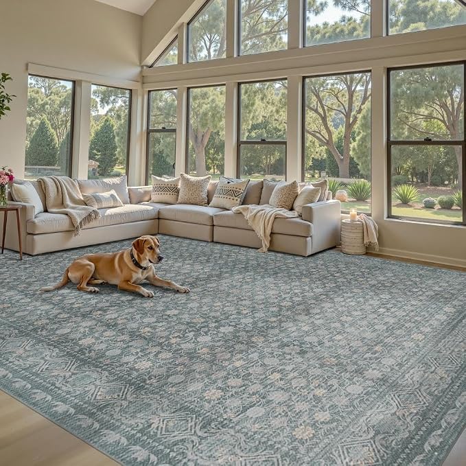 9x12 Washable Area Rug for Living Room, Extra Large Vintage Boho Rugs for - Image 3