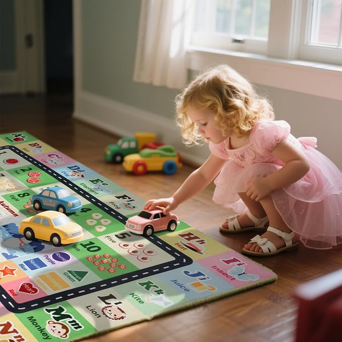 Kids ABC Rug for Playroom, Classroom Alphabet Area Carpet Playmat, Washable - Image 3