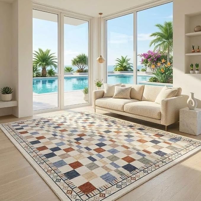 GarveeHome 4x6 Rug for Playroom Machine Washable Checkered Carpets for Bedroom - Image 9