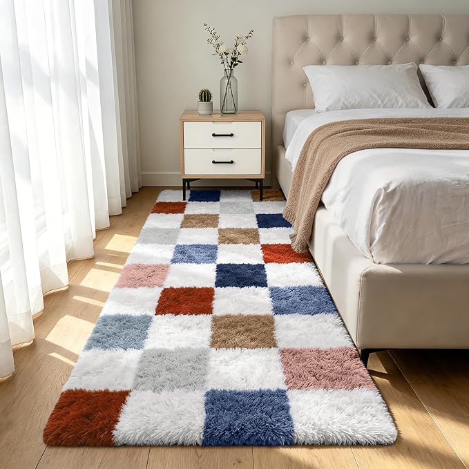 Shag Runner Rug for Bedroom Living Room 2x6 Upgrade Non-Slip Fluffy Soft by Boshengya