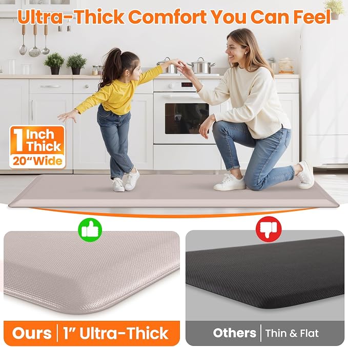 Kitchen Mats for Floor, 1 Inch Extra-Thick Kitchen Rugs, Waterproof & Non-Slip - Image 6