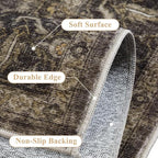 Kitchen Rug Set of 3 Washable Brown Vintage Kitchen Mats - Image 4