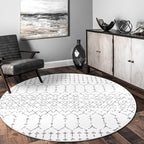 Lahome Moroccan Round Area Rug 5Ft Machine Washable Soft Round Bedroom Rugs - Image 9