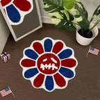 Trippy Happy Face Rug 4th of July Bathroom Rugs Patriotic Independence Day by Shovagy
