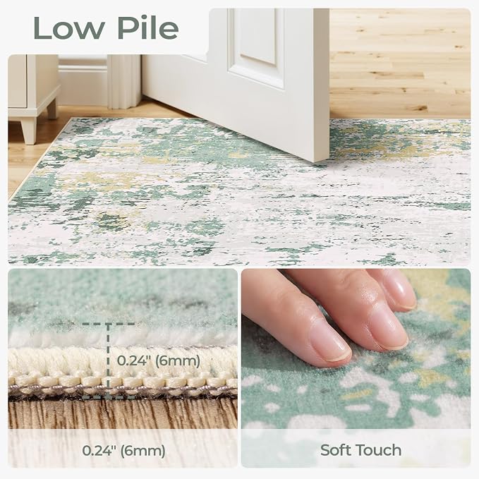 5x7 Area Rugs, Neutral Machine Washable Rugs - Image 2