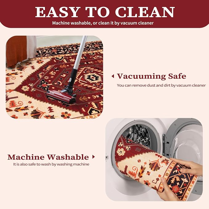 SERISSA 9x12 Area Rugs for Living Room, Large Washable Non-Slip Boho Rug - Image 4