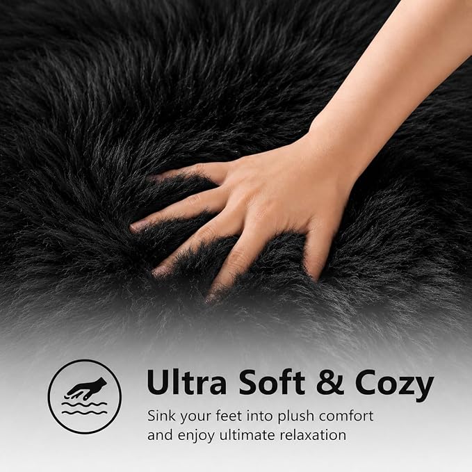 EasyJoy Faux Sheepskin Rug, Fluffy Faux Fur Rug, Ultra Soft Shag Area Rug - Image 3