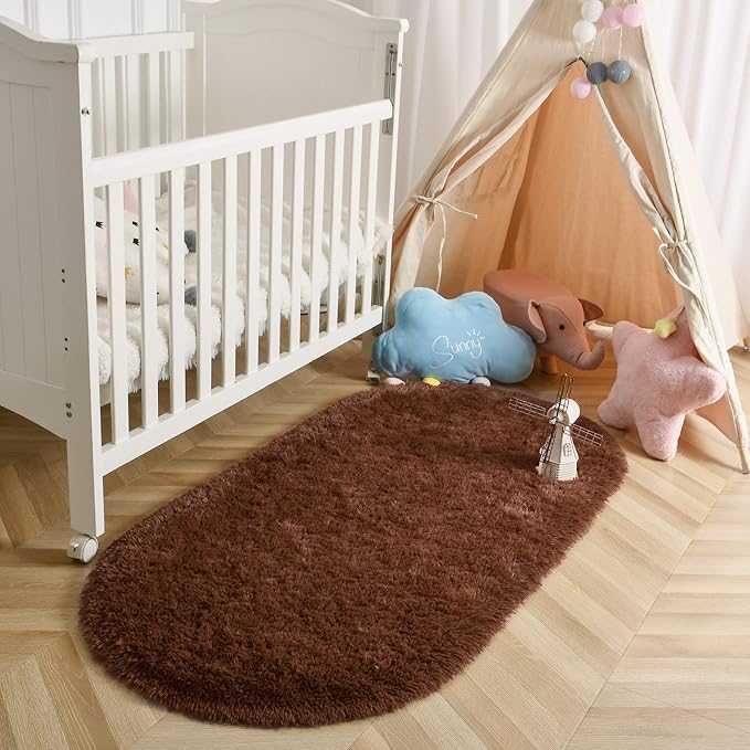 LOCHAS Bedroom Rug 2.6' x 5.3', Soft Oval Throw Rugs Carpet - Image 5
