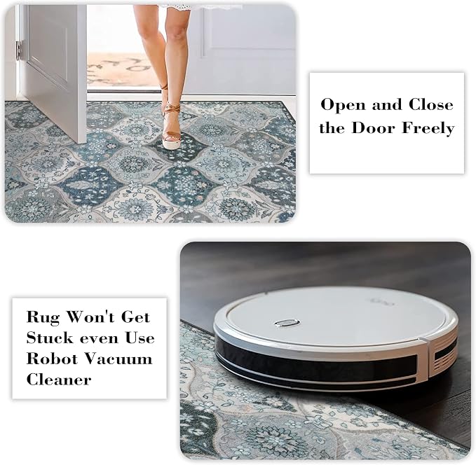 Lahome Moroccan Trellis Round Rug, Faux Wool, Machine Wash, Non-Slip Backing - Image 5