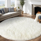 Round White Rug for Bedroom, 7 ft Circle Area Rugs for Living Room, Soft Large by WISHTREE