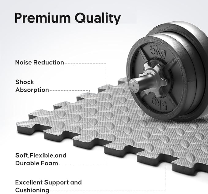 Home Gym Mat, Puzzle Exercise Mat, EVA Interlocking Foam Floor Tiles - Image 4
